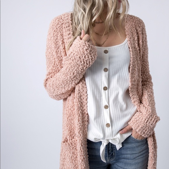 ✨LAST ONE✨Blush chunky knit popcorn cardigan - Picture 3 of 7